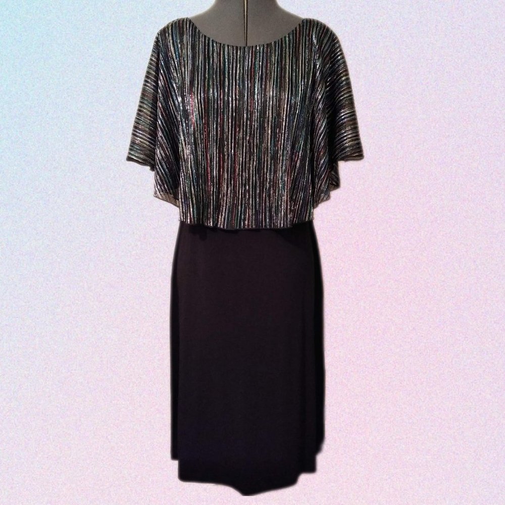 NWT Black Party Dress with Festive Shimmery Capelet - Picture 3 of 7